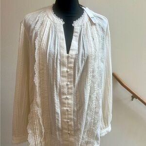 Chico's Cream Lace Detail Blouse